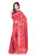 RED KANTHA STITCH SILK SAREE