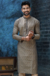 GREY JACQUARD WOVEN EXCLUSIVE LONG KURTA