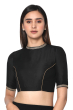  Black Cotton Tussar Blouse