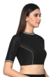 Black Cotton Tussar Blouse