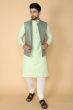 GREEN JACQUARD WOVEN ETHNIC JACKET