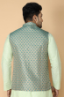 GREEN JACQUARD WOVEN ETHNIC JACKET