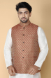 MAROON JACQUARD WOVEN ETHNIC JACKET