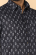 BLACK COTTON PRINTED HALF SHIRT