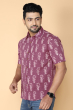 MAUVE COTTON PRINTED HALF SHIRT