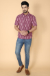 MAUVE COTTON PRINTED HALF SHIRT