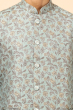 GREYISH BLUE JACQUARD WOVEN ETHNIC JACKET