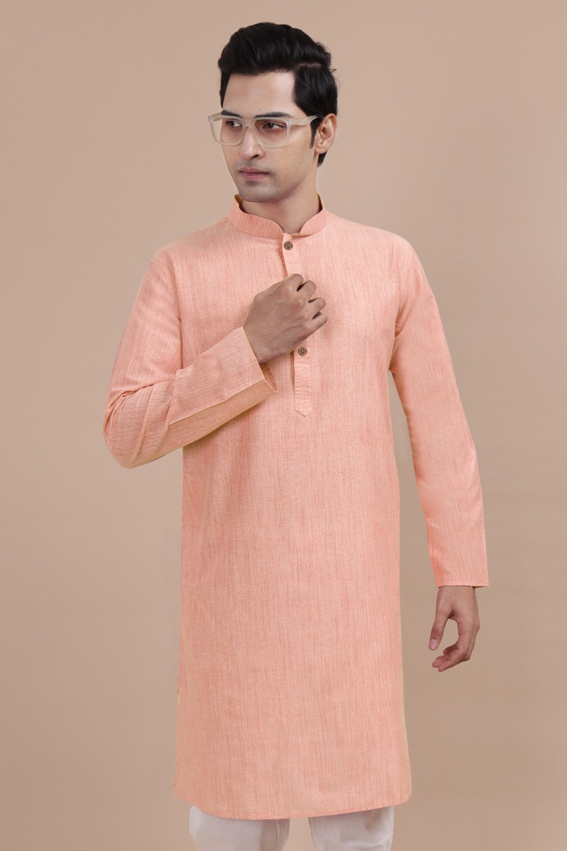 Orange Cotton Long Kurta