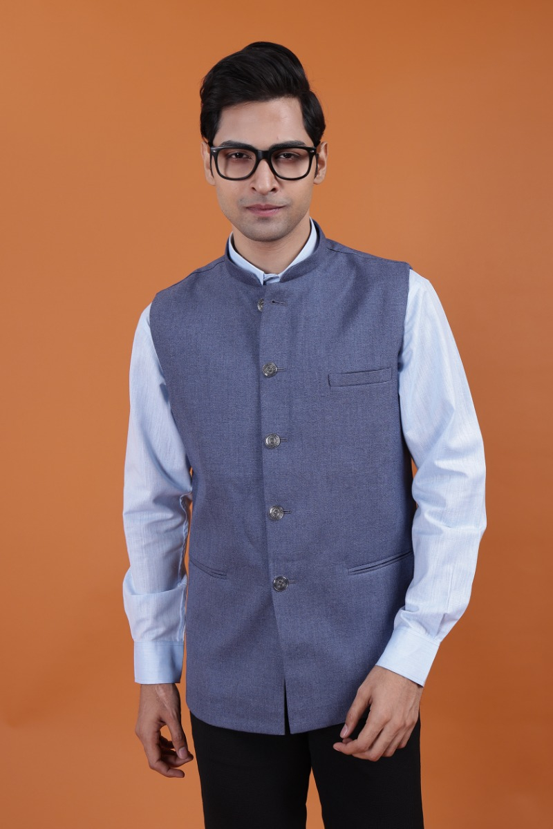 Grey Cotton Ethnic Jacket