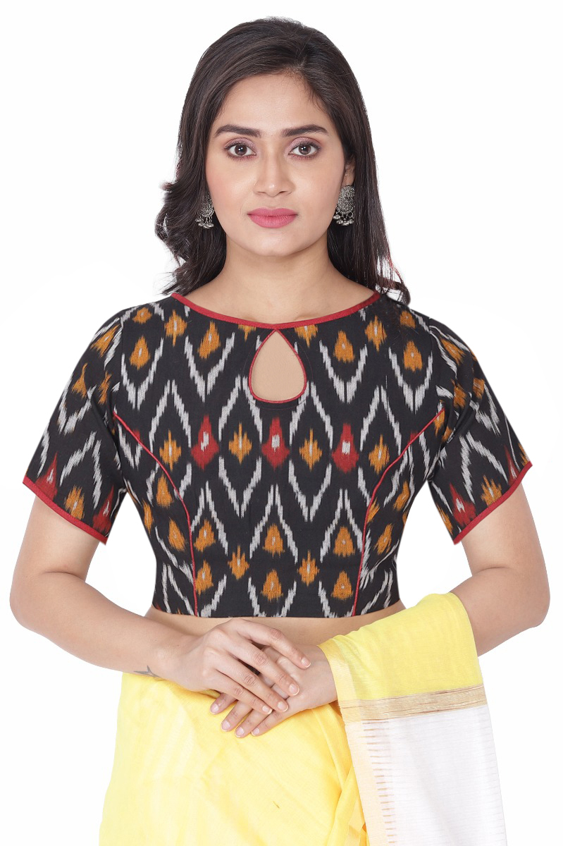 BLACK COTTON IKKAT BLOUSE