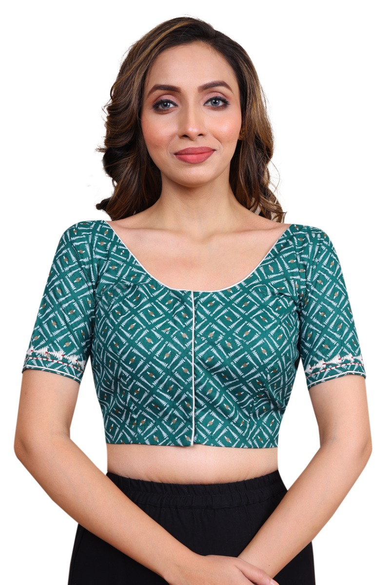 Green Flex Printed Blouse
