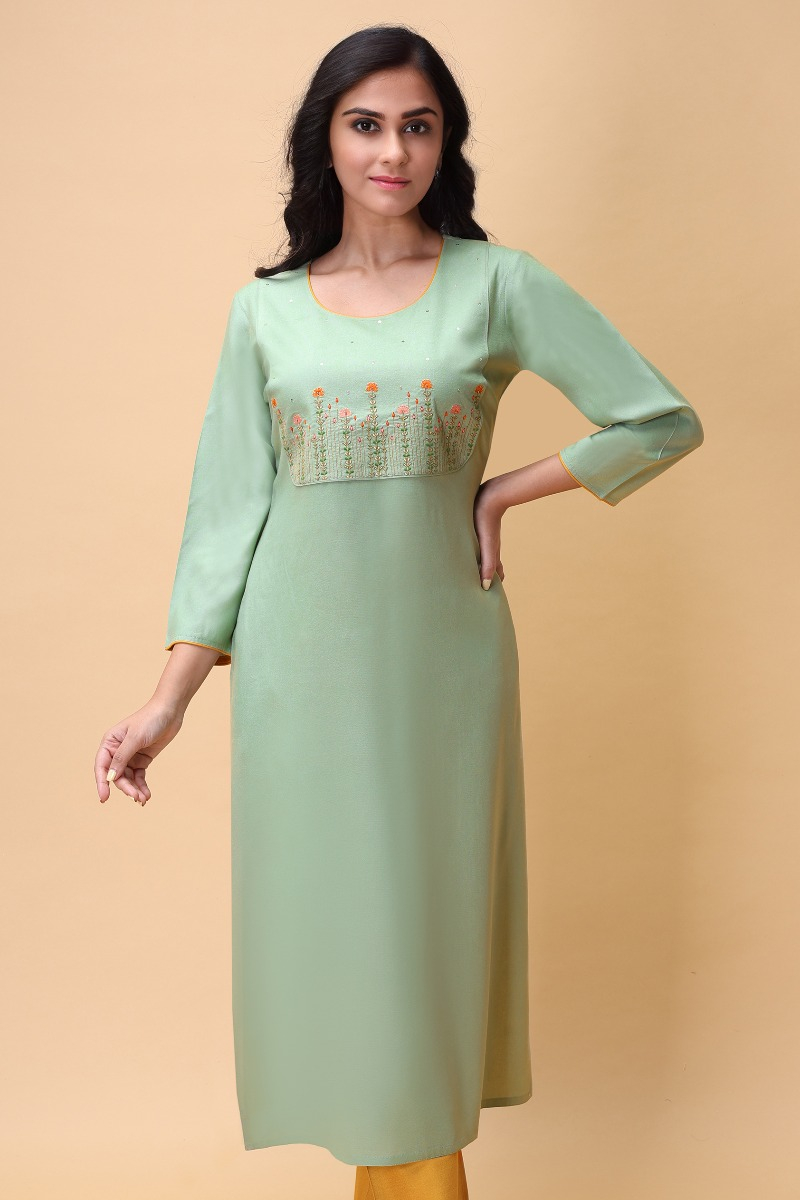 GREEN RAYON LONG KAMEEZ