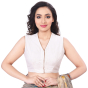White Cotton Tussar Sleeveless Blouse