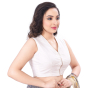White Cotton Tussar Sleeveless Blouse