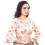 Off White Cotton Printed Blouse