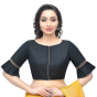 Black Cotton Silk Embroidered Blouse 