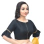 Black Cotton Silk Embroidered Blouse 