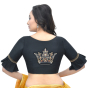 Black Cotton Silk Embroidered Blouse 