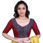 Red Ajrakh Print South Cotton Blouse