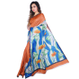 Orange Hand Painted Tussar Silk Saree