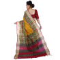 Multicolor Tussar Silk Printed Saree