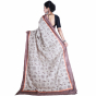 Beige Tussar Silk Saree